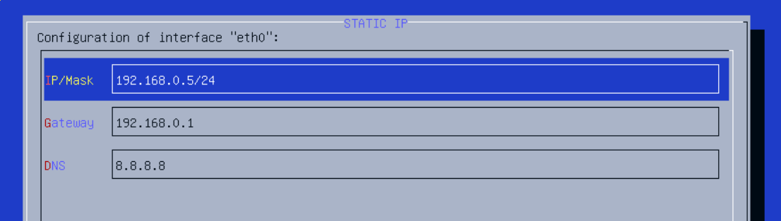 Setting static IP